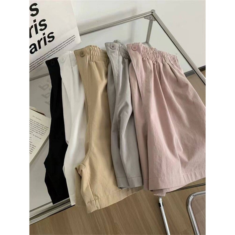 JK2507-p30设计感斜门襟高腰阔腿短裤女休闲直筒五分中裤夏，女装半身裙，星座617A-2