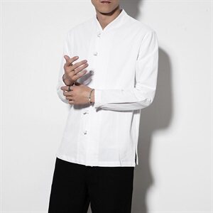 春季风棉麻长袖衬衣中式复古盘扣汉服上衣QT6005-CS08图片