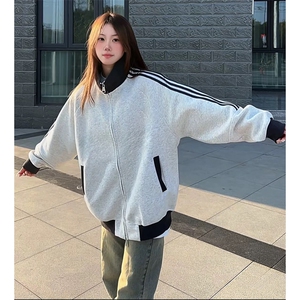 抖音得物高品质 美式高街重磅结构设计拼接织带立领卫衣外套 CM42图片