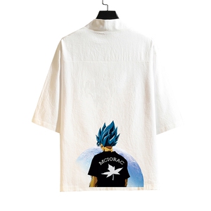 HF59154-P40风汉服男开衫外套七分袖道袍 砖墙挂拍图片