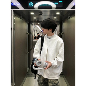 春秋美式半高领卫衣男时尚vibe拉链外套重磅宽松上衣男装 W208图片