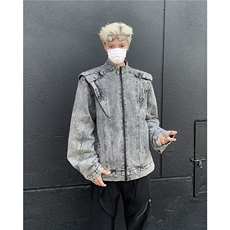 重工拼接短款牛仔外套潮牌欧美街头机车服夹克男8636P72，男装夹克，星座410-2