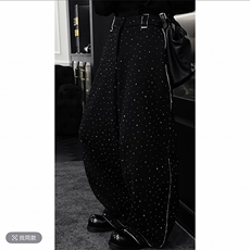 2026新款韩版设计满钻宽松弯刀阔腿休闲裤男潮K1107-P89（网图），男装休闲裤，电商B267