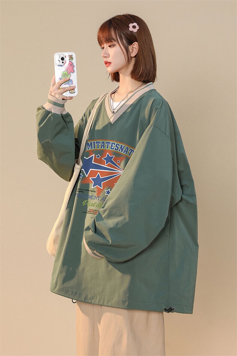 中性风2026秋季新款港风趣味印花设计感情侣卫衣夹克JK903p65控88,男装夹克,A247A