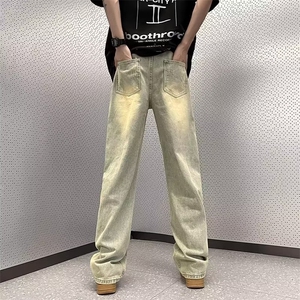 美式复古牛仔裤破洞宽松阔腿高街潮牌直筒长裤男N2266-p42 加绒52图片
