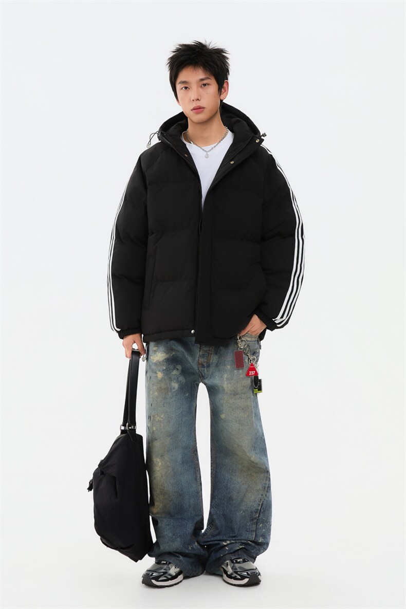 冬季潮流条纹五防立领加绒加厚棉衣情侣撞色棉服外套MY8899-p78,男装棉衣,星座610B-1