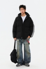 冬季潮流条纹五防立领加绒加厚棉衣情侣撞色棉服外套MY8899-p78，男装棉衣，星座610B-1