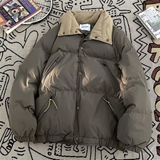 简约设计感翻领短款面包服棉衣外套男女情侣棉服M16-P83，男装棉衣，星座308B-2