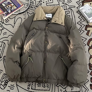 简约设计感翻领短款面包服棉衣外套男女情侣棉服M16-P83图片
