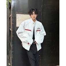 2025秋装美式高街PU皮衣机车服小众宽松夹克外套潮A025-Y73-P75，男装夹克，电商A025