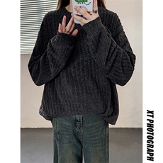 主推磨毛纯色秋季长袖T打底衫圆领套头卫衣外套男女港风潮流P33，男装卫衣，电商C306-1