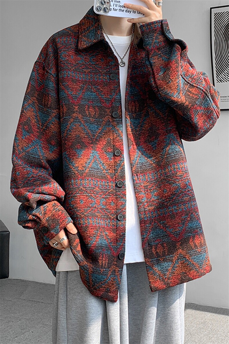 8XL-M春秋季民族风大码男装复古衬衫男款休闲上衣服CS29001P68,男装衬衫,电商B312