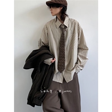 1506/G30690/P37春秋日系复古内搭条纹长袖衬衫宽松外套潮潮流，男装衬衫，星座1506A