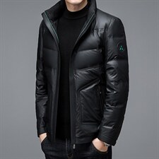 羽绒服2023冬季新款商务休闲男士宽松纯色免烫中年连帽加厚外套，男装羽绒服，电商B212（原钱塘6029）