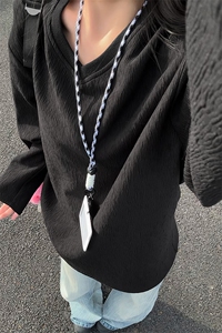 特批P25无差价秋季美式肌理感鸡心领男大码内搭休闲长袖T恤T24509图片