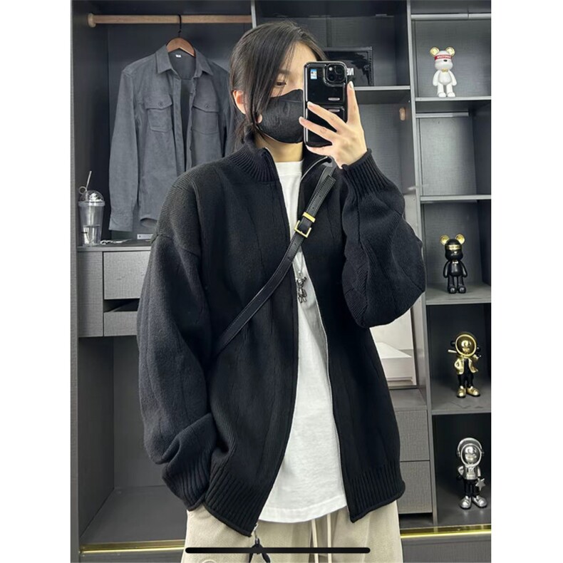 北极绒美式针织开衫潮流外套立领休闲宽松百搭休闲毛衣MF08P55,男装针织衫/毛衣,电商D256A(原A064A)