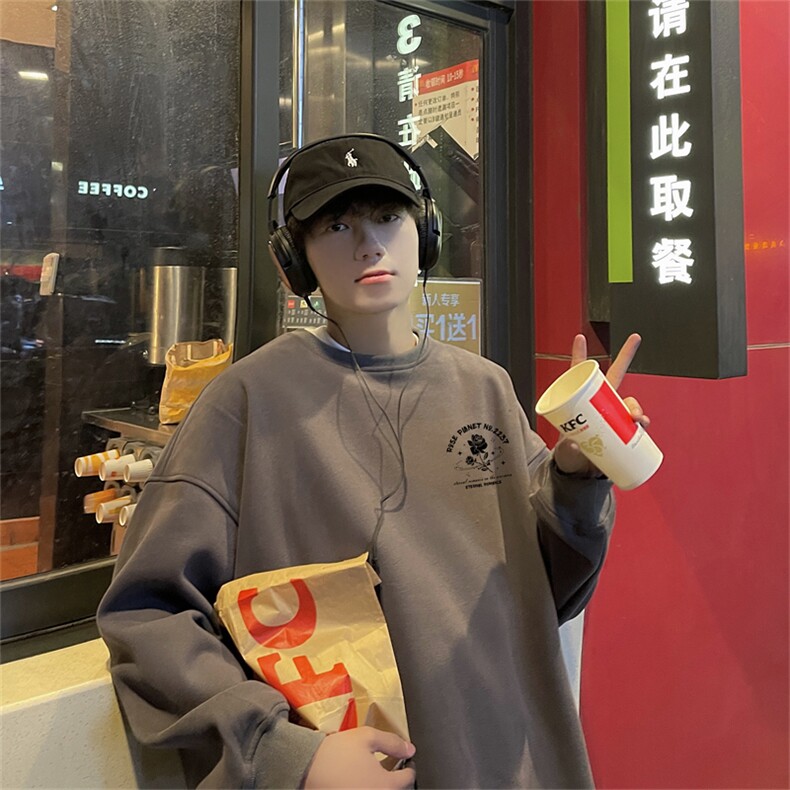 特P25控48秋冬新款男士圆领卫衣宽松休闲日常百搭上衣WQ2456,男装卫衣,电商B370