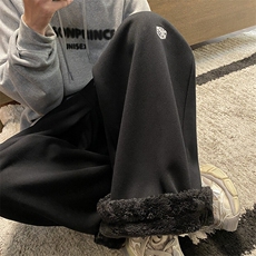 冬季新款加绒保暖潮流骰子刺绣宽松休闲卫裤B315-K873JR-p65控88，男装休闲裤，电商B315
