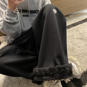 冬季新款加绒保暖潮流骰子刺绣宽松休闲卫裤B315-K873JR-p65控88图片