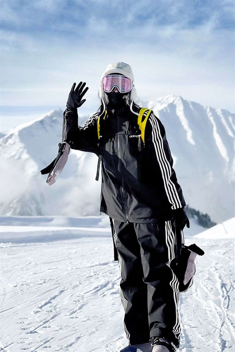 情侣滑雪服套装男防风防水时尚大码条纹拼接保暖外套TZ031-P235,男装休闲套装,电商A001-1