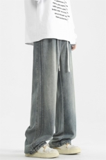 A320A-2507-特批45高品质时尚休闲时尚潮流扎花阔腿牛仔裤，男装牛仔裤，电商A320A