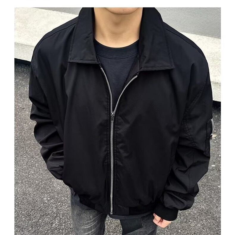 美式外套男款春秋季翻领棒球服藏青色飞行员夹克男上衣服WJK125,男装夹克,星座208-5