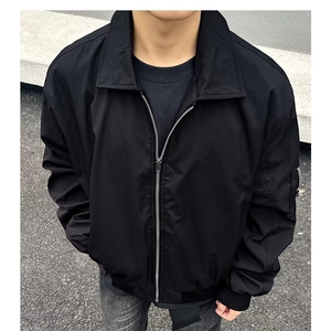 美式外套男款春秋季翻领棒球服藏青色飞行员夹克男上衣服WJK125图片