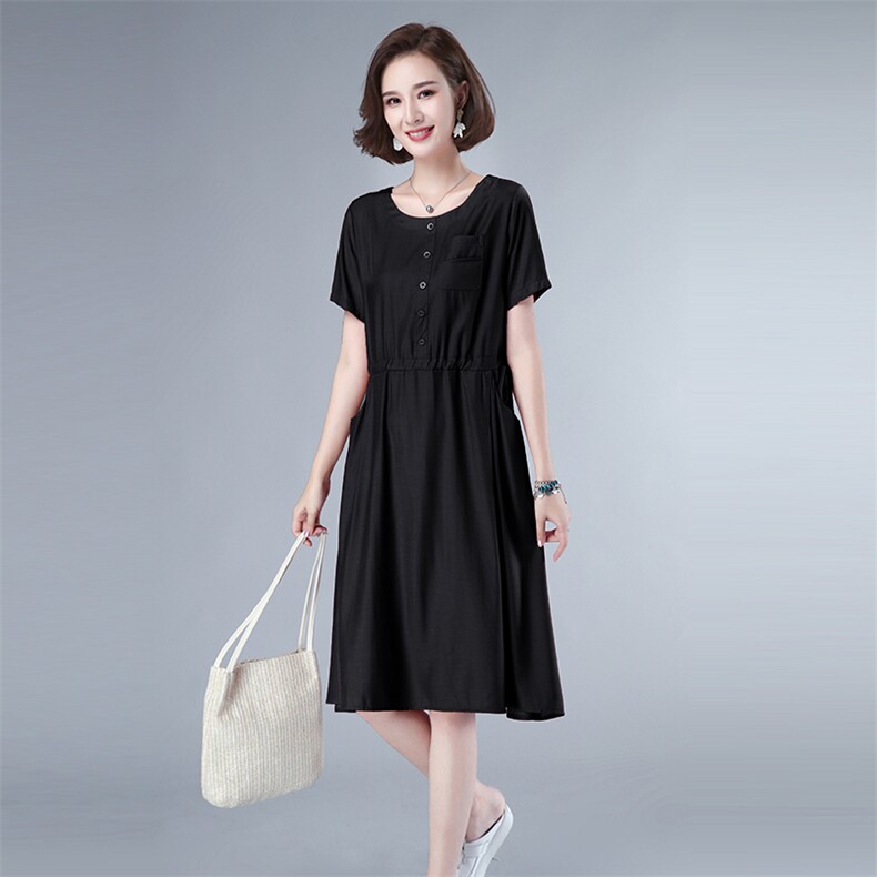 2021夏季新款大码女装连衣裙宽松显瘦气质长裙舒适百搭日常装,女装连衣裙,秋牧寒烟