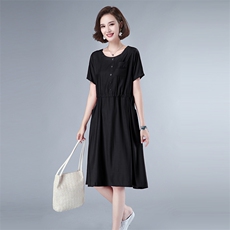 2021夏季新款大码女装连衣裙宽松显瘦气质长裙舒适百搭日常装，女装连衣裙，秋牧寒烟
