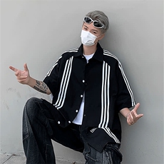 2025夏垂感潮流短袖衬衫夏季上衣翻领宽松半袖免烫衬衣男CS003，男装T恤，星座1108