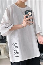 2021夏季新款大码男短句风港风老鼠印花亚麻短袖棉麻T恤T190-P28，男装T恤，电商A001