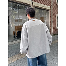 秋季新款格子拼接假两件夹克外套潮流宽松休闲工装外套，男装夹克，星座410-6（原星座1304-1）