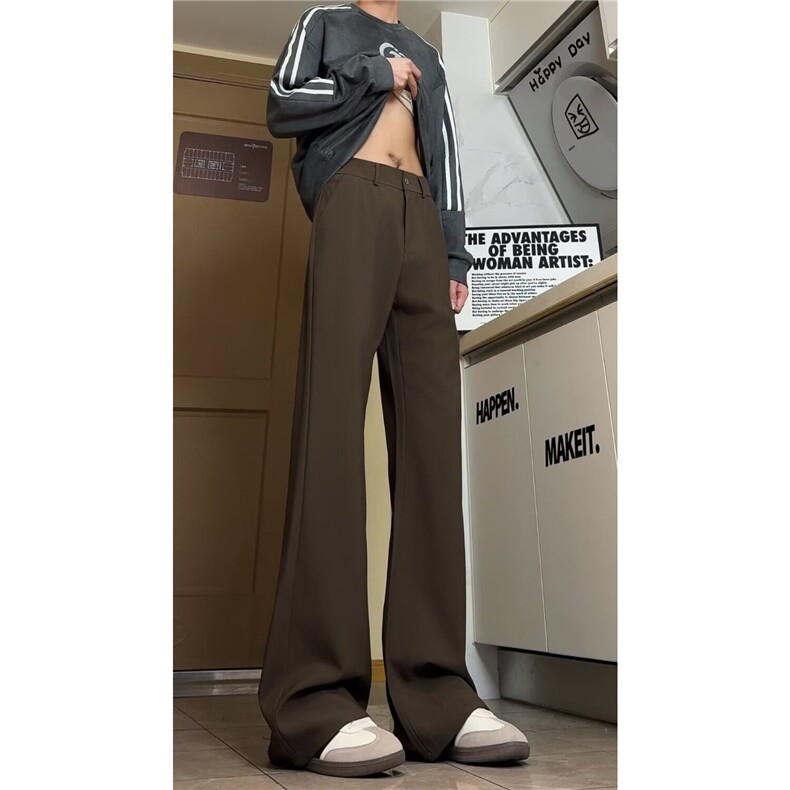 潮牌小众设计感直筒夹扣裤头西裤男百搭休闲个性韩版阔腿西装裤潮，男装西裤，星座813-2