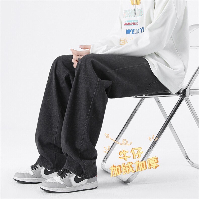 美式复古潮流牛仔裤秋冬加绒宽松潮流长裤K823特批35-加绒特批45,男装休闲裤,星座718-1