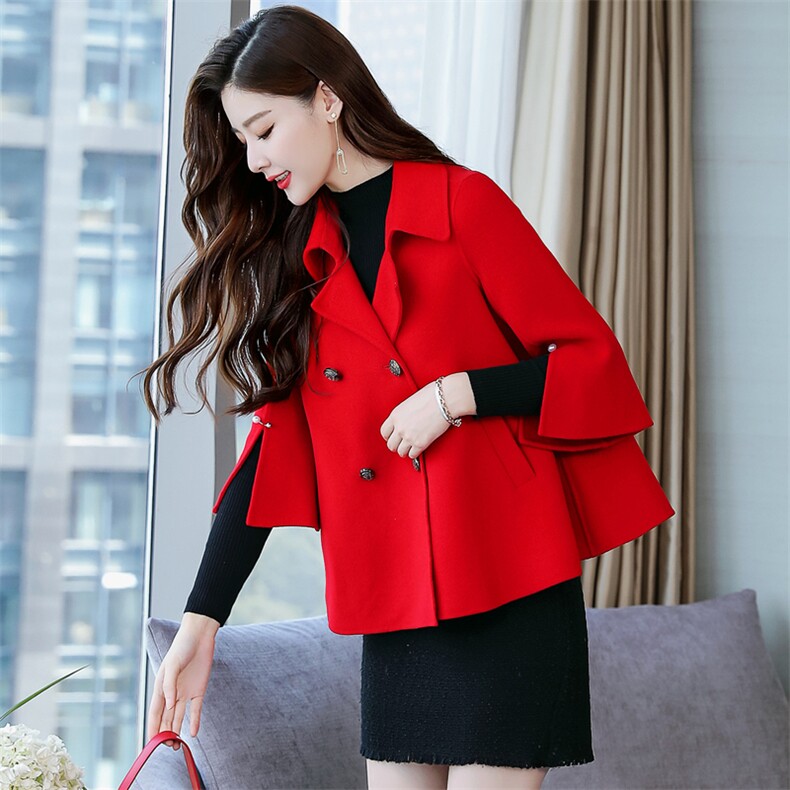 POLO领个性显瘦修身百搭短款毛呢外套2025年秋季潮流简约纯色长袖，女装毛呢外套，深妍伊美