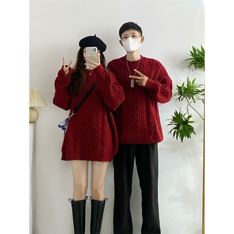 1506-1/MMK23481高品质/P60潮牌本命年红色毛衣男秋冬季新年情侣，男装针织衫/毛衣，星座1506-1