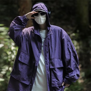 防晒衣男夏季薄款痞帅户外机能冲锋衣美式高街连帽夹克SY122-P40图片
