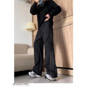 美式高街vibe直筒阔腿休闲裤男秋季侧条纹宽松显瘦裤子 KX79图片