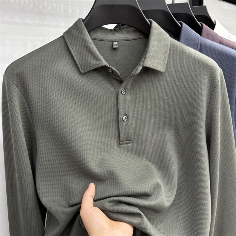 FN24633秋季新款长袖POLO衫男士高品质长袖T恤翻领重磅上衣,男装Polo衫,钱塘207-1