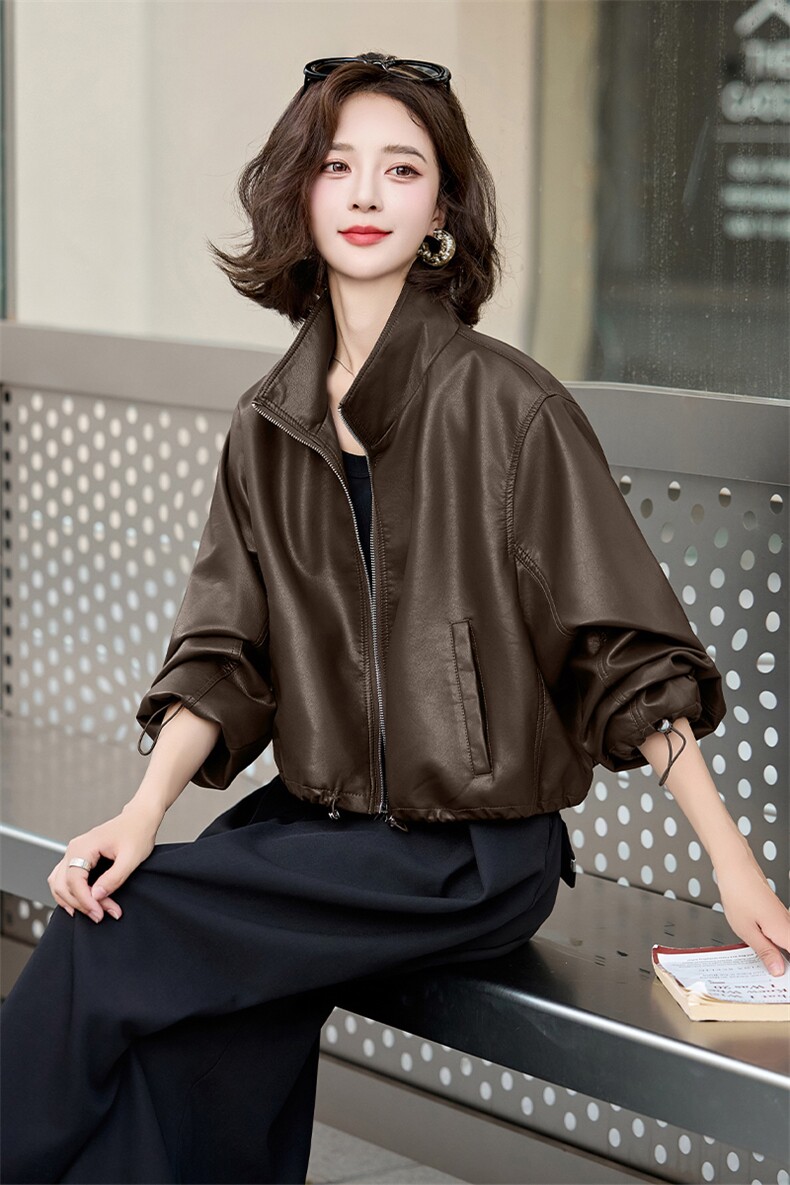 短款蛋白皮柔软皮衣2025春季新款女装时尚帅气炸街外套,女装皮衣,潮流依族