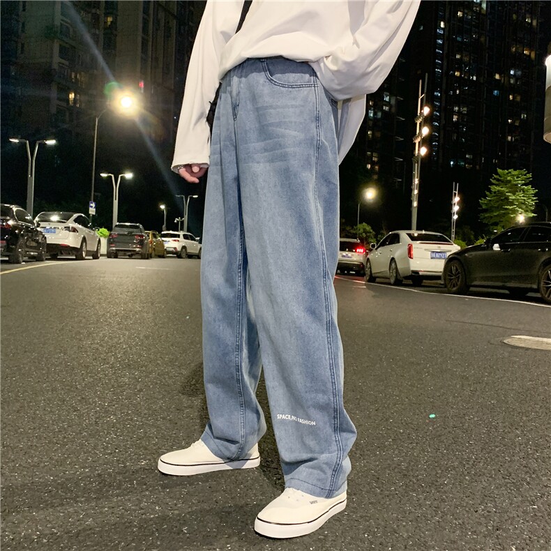 牛仔裤男20港风潮牌一字破洞宽松直筒百搭长裤716-2-NZ003-P55,男装牛仔裤,星座1213