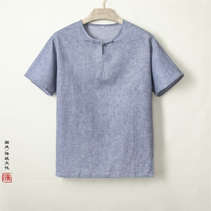 2025夏装新款风棉麻男士无袖汉服外套T397P70图片