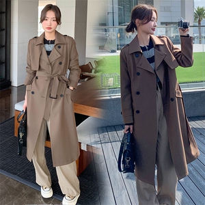咖色长款时尚风衣外套女2025年春秋季新款韩系英伦风气质显瘦大衣图片