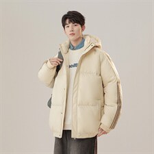 冬季港风三条杠撞色连帽棉衣加绒加厚拼色加厚棉衣外套MY6088P90，男装棉衣，电商A128