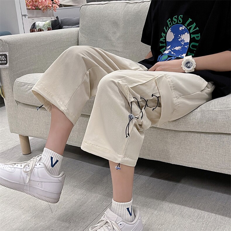 夏季新款韩版宽松直筒七分裤潮流ins工装短裤男现货K7742-P36,男装休闲裤,星座512-3