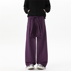 8XL-M休闲裤男美式高街纯色绑带宽松跳舞直筒裤潮K9127P68控98，男装休闲裤，电商D206-1