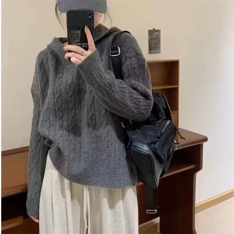 羊毛女士羊毛衫秋冬保暖纯色简约立体绞花,女装羊毛衫,思途羊绒