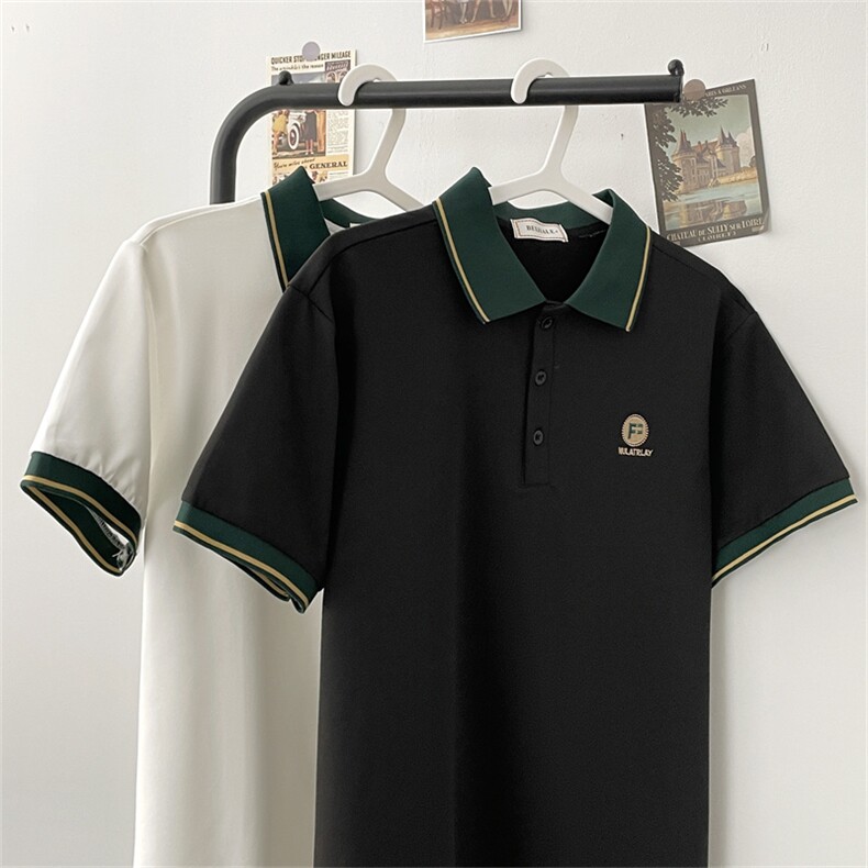 休闲痞帅短袖T恤男POLO衫潮牌拼接字母夏季新款体恤男PL0391-P32,男装Polo衫,星座308B-1