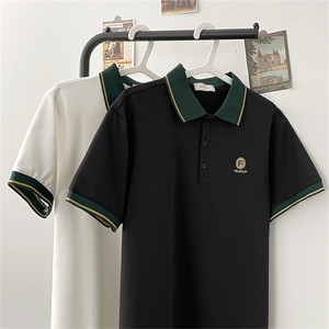 休闲痞帅短袖T恤男POLO衫潮牌拼接字母夏季新款体恤男PL0391-P32图片