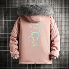 MM48139-P130冬季大毛领棉衣男士大码加厚棉袄男棉服网格，男装棉衣，电商A040A